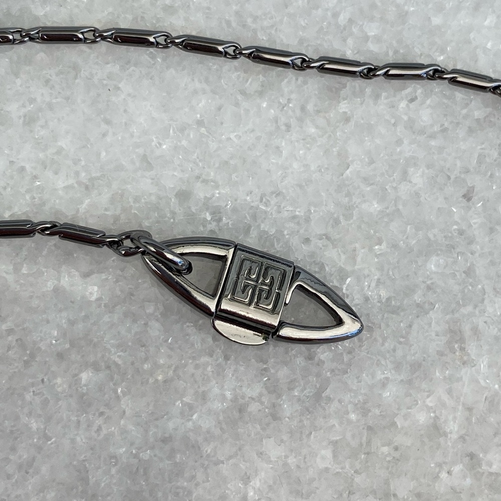 Givenchy gunmetal necklace with blue Swarovski, plus earrings - Picture 8 of 15